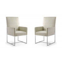 Manhattan Comfort 2-DC029-OM Element Champagne Velvet Dining Armchair (Set of 2)